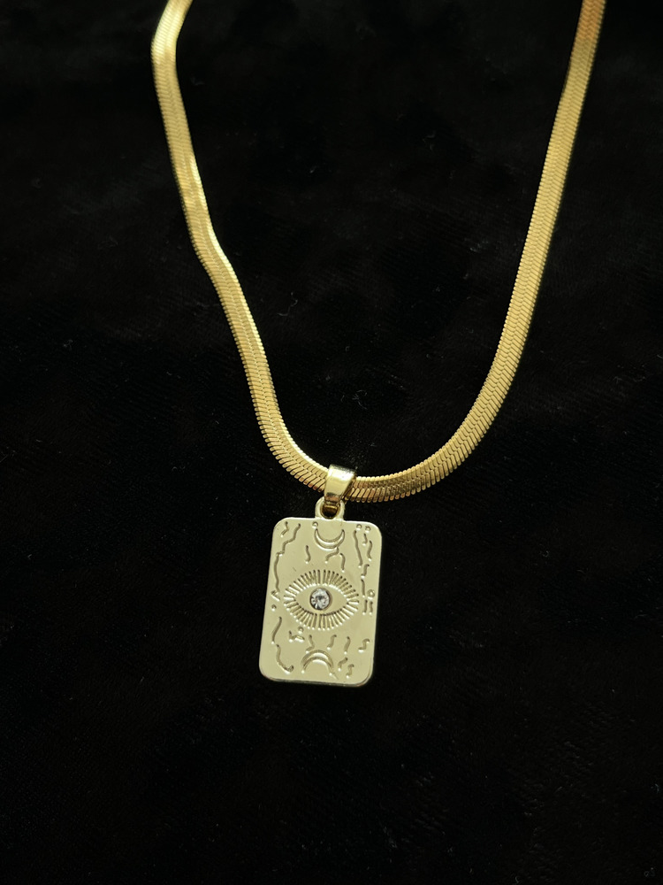 Gold Çelik Göz Plaka Kolye 