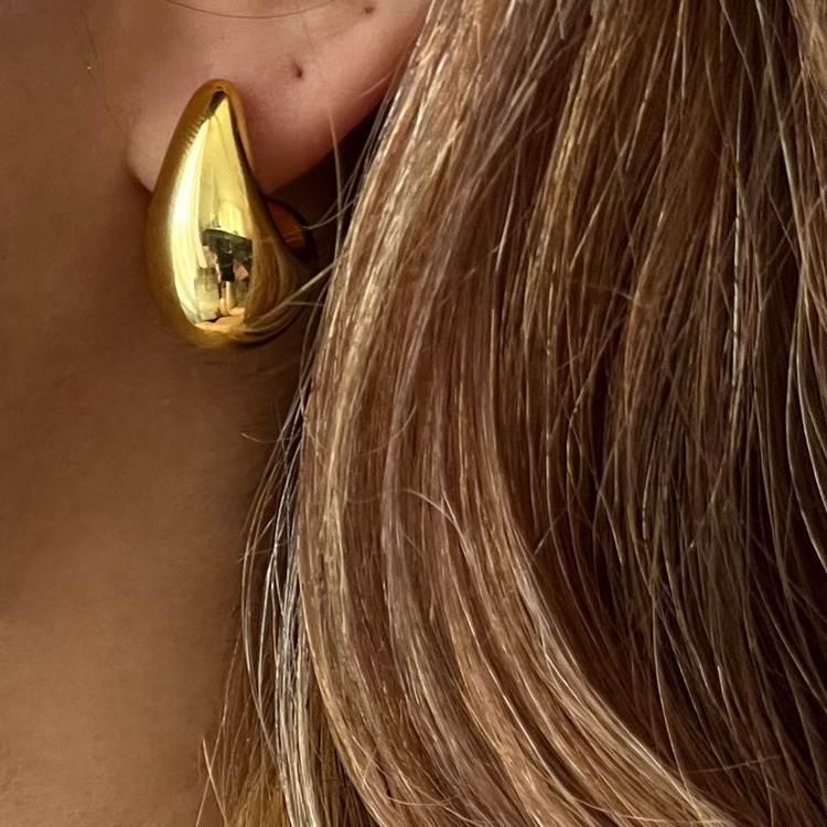 Gold Çelik Tear Damla Küpe