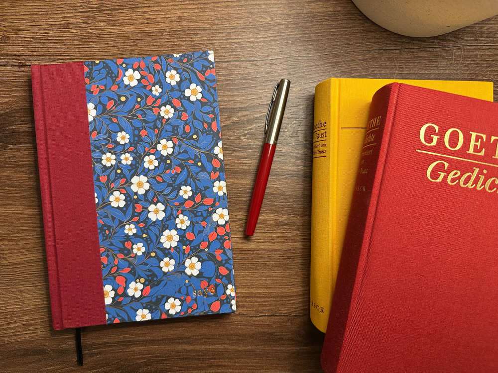 Japon Çiçek Desenli Ciltli Defter (Çizgisiz)