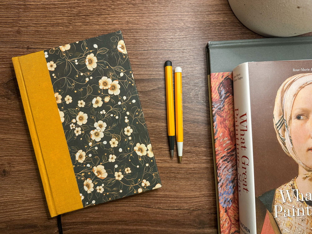 Japon Çiçek Desenli Ciltli Defter (Çizgisiz)