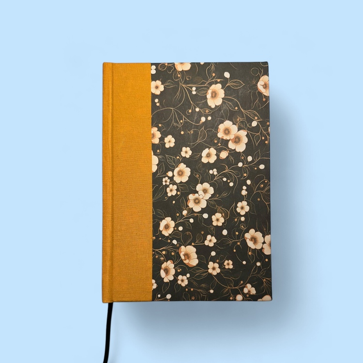 Japon Çiçek Desenli Ciltli Defter (Çizgisiz)