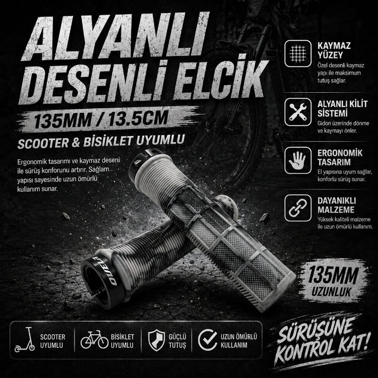 Ovela Alyanlı Desenli Elcik Scooter & Bisiklet Uyumlu - Bayaz