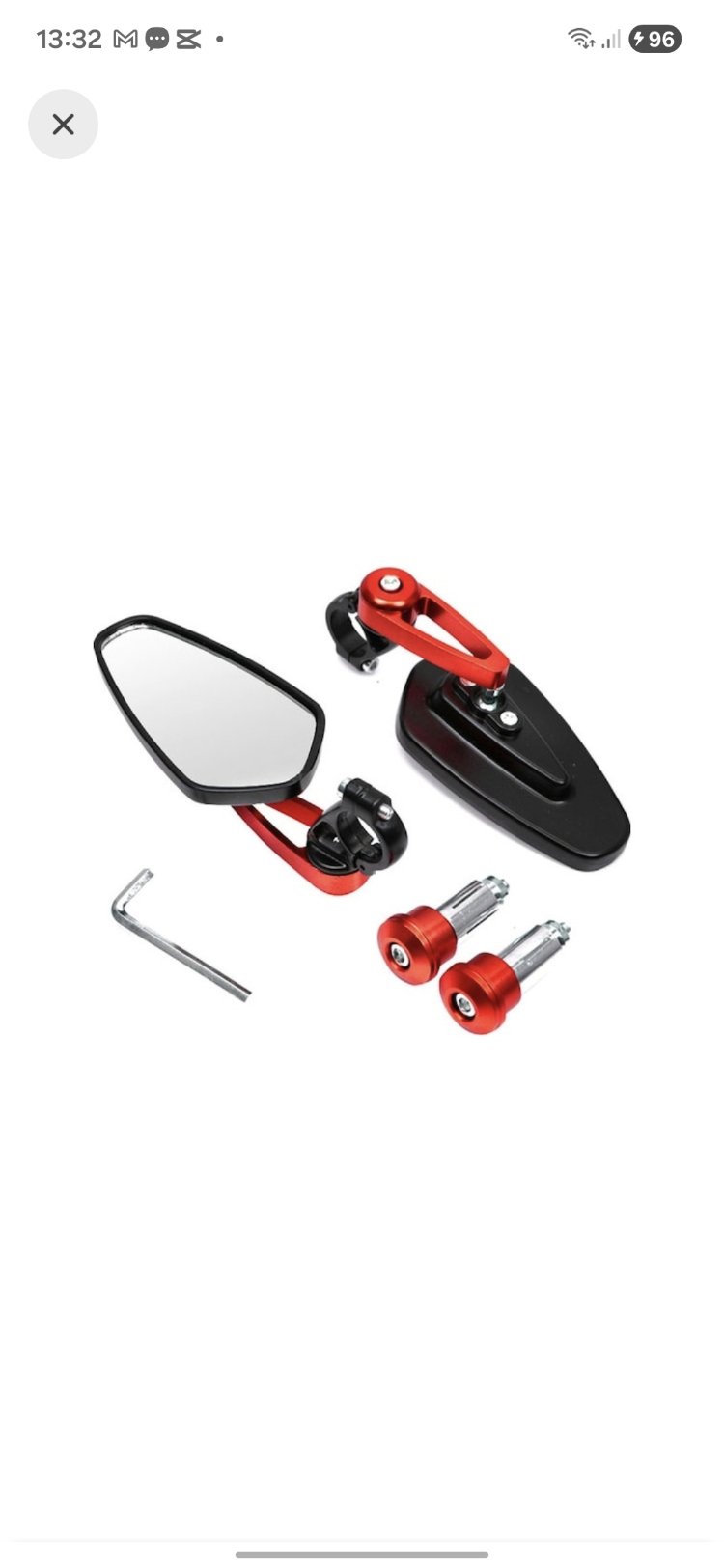 Kırmızı E-Scooter Gidon Aynası – Elektrikli Scooter ve Bisiklet Uyumlu
