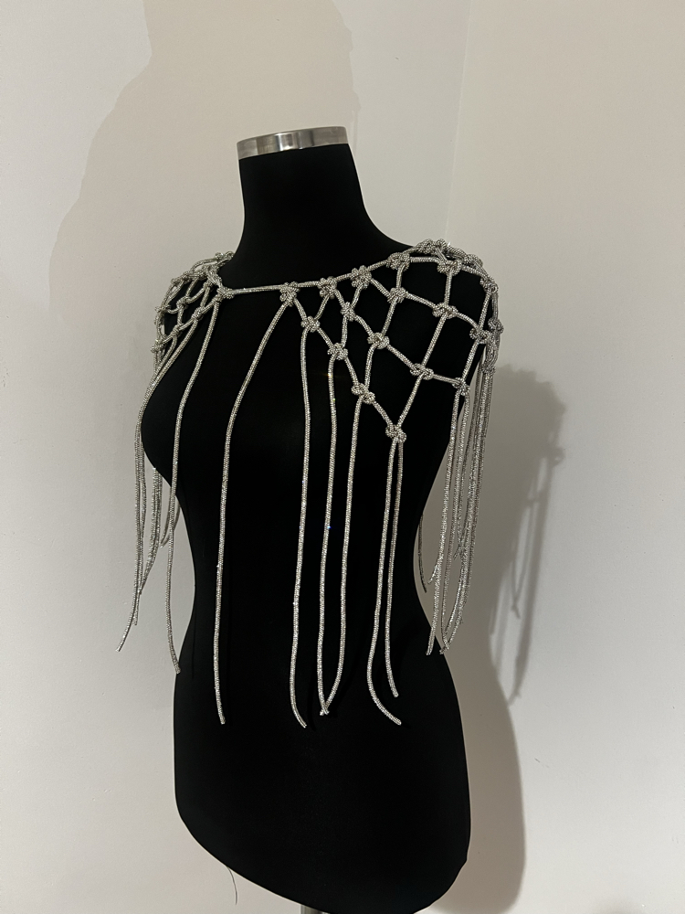 SE’Atelier Kristal Taşlı Omuzluk Pelerin - Ceket ve Elbise Aksesuarı