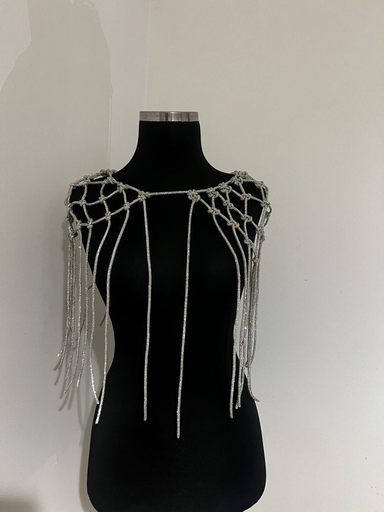 SE’Atelier Kristal Taşlı Omuzluk Pelerin - Ceket ve Elbise Aksesuarı