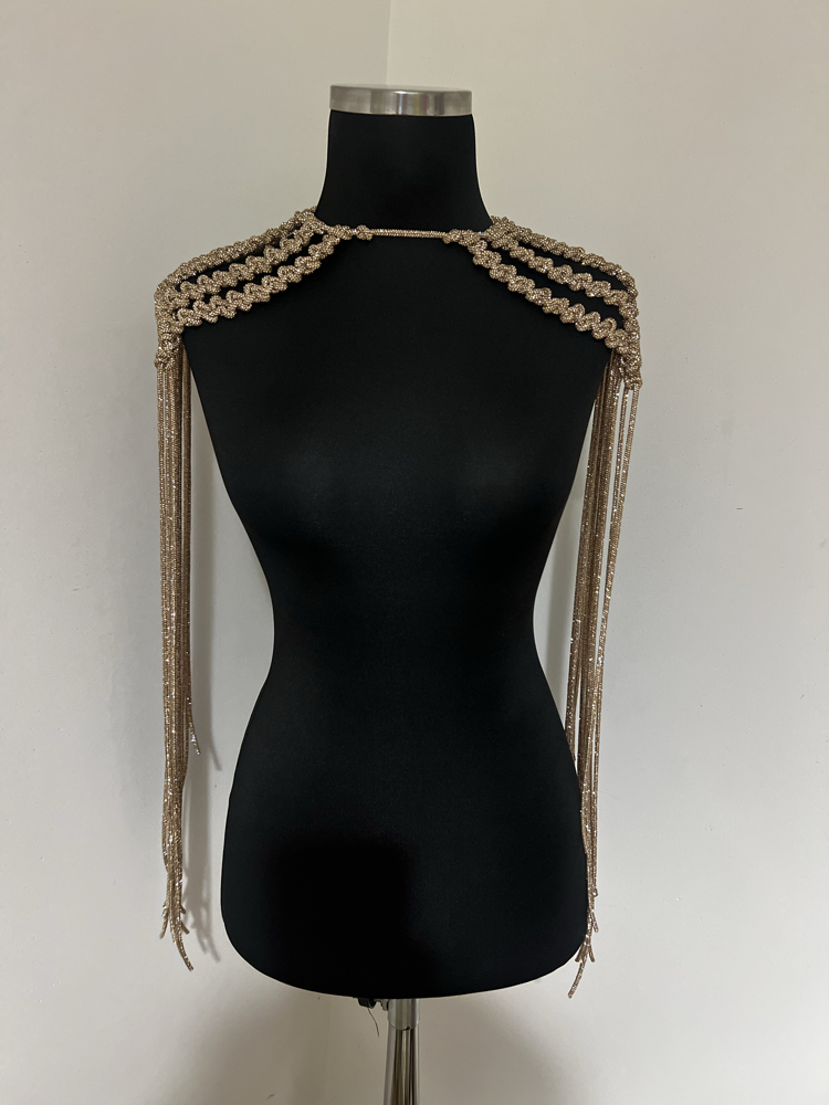 SE’Atelier - Rose Kristal saçaklı Tasarım Omuzluk / Crystal Epaulette