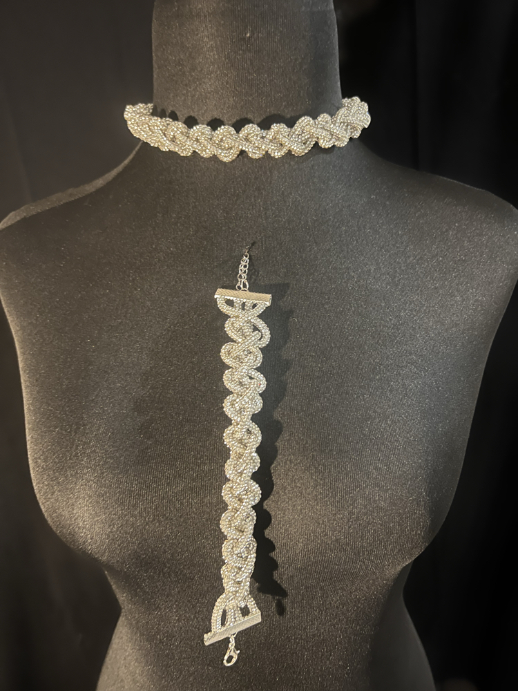 SE’Atelier Balıksırtı örgü Kristal Taşlı Davet seti