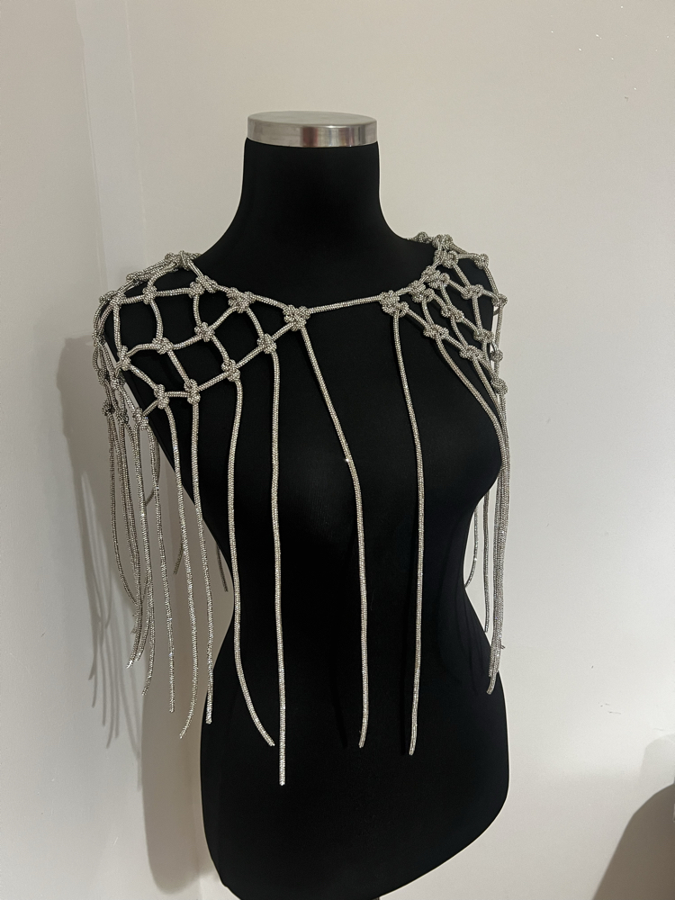 SE’Atelier Kristal Taşlı Omuzluk Pelerin - Ceket ve Elbise Aksesuarı