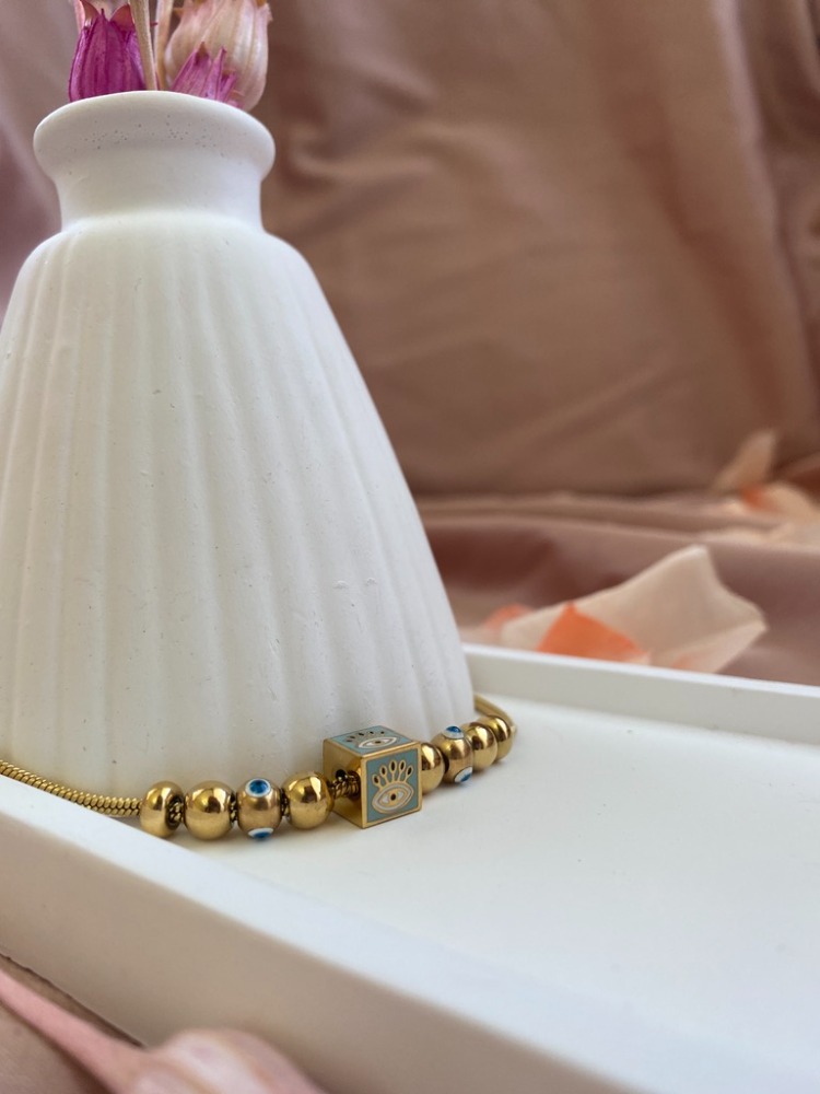 gold charmy eye bileklik | çelik