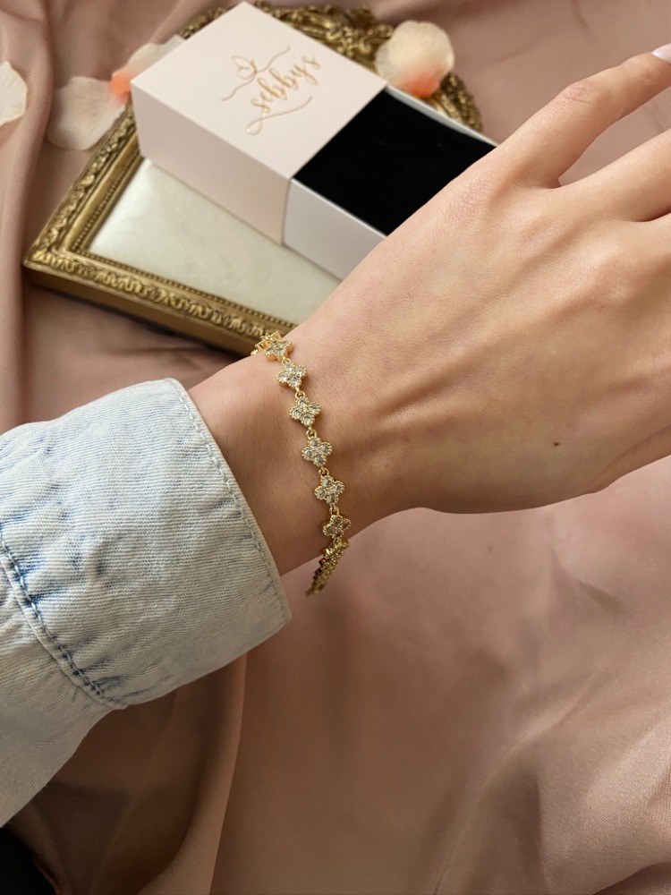 gold yonca bileklik | altın kaplama