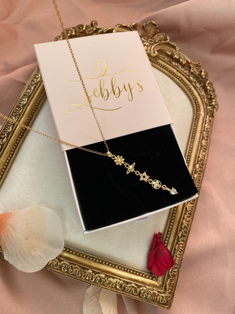 gold çiçek y kolye | çelik