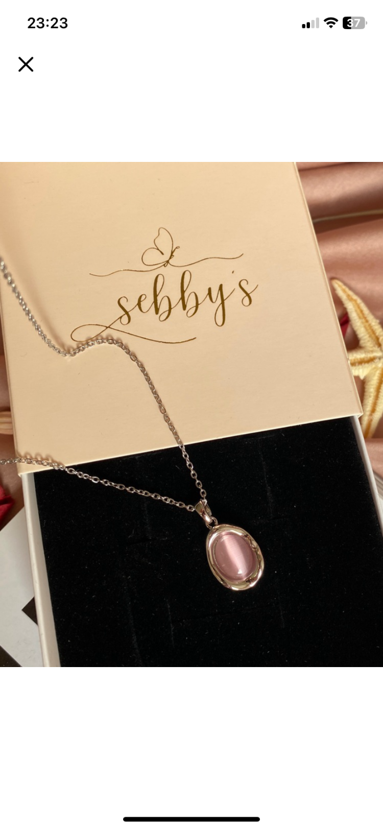 pink stone kolye | çelik