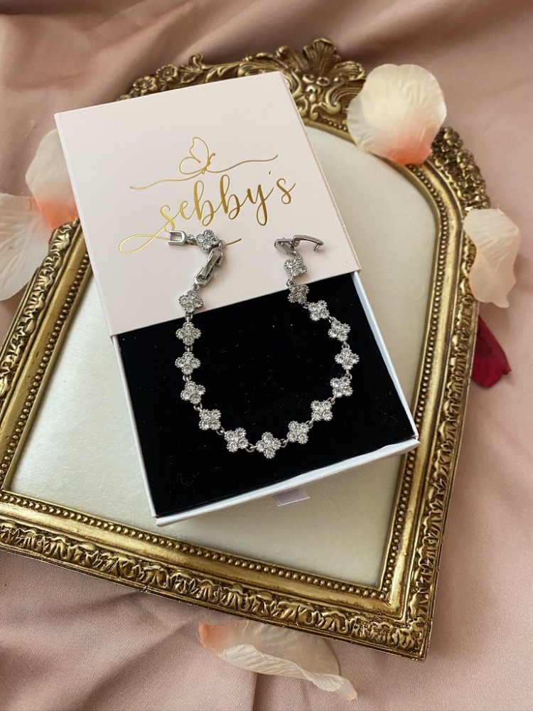 silver yonca bileklik | altın kaplama