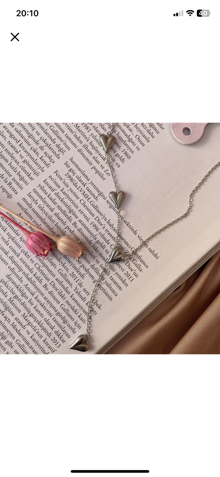silver hearts kolye | çelik