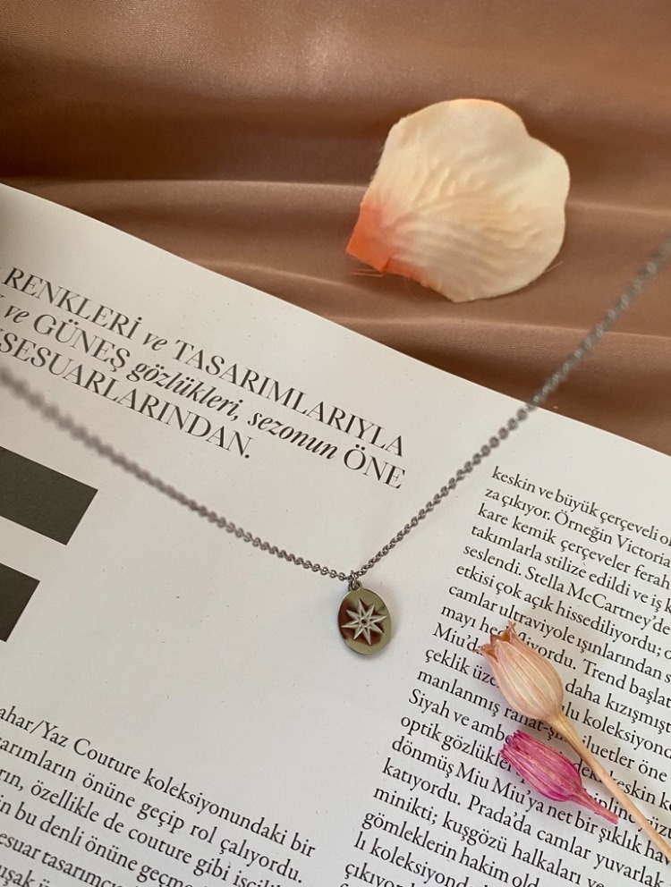 mini star plaka kolye | çelik