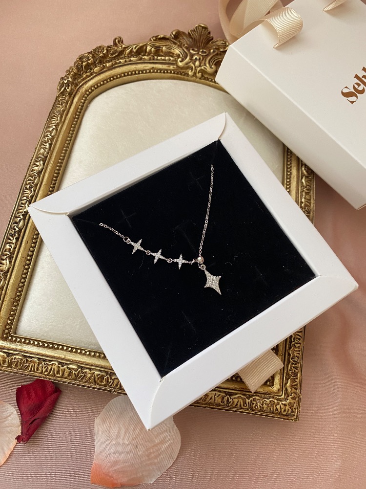 silver asansörlü sparkle kolye | altın kaplama