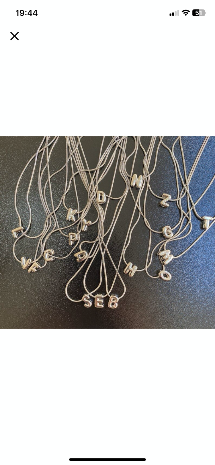 silver mini bubble harf kolye | çelik