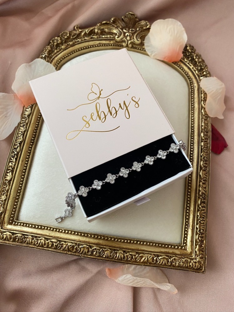 silver yonca bileklik | altın kaplama