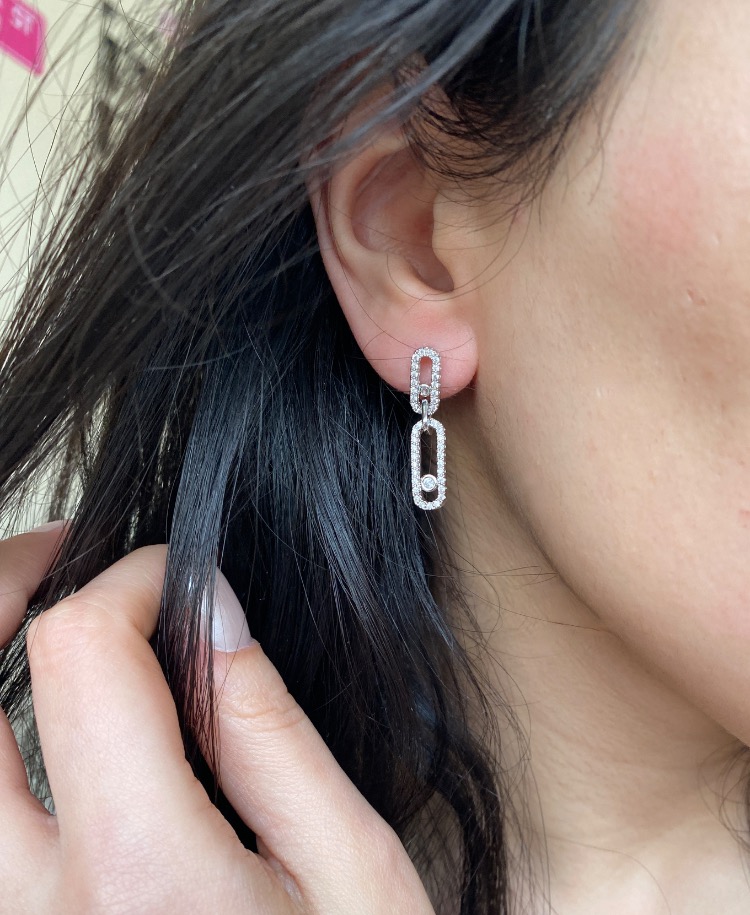 silver linked küpe | altın kaplama