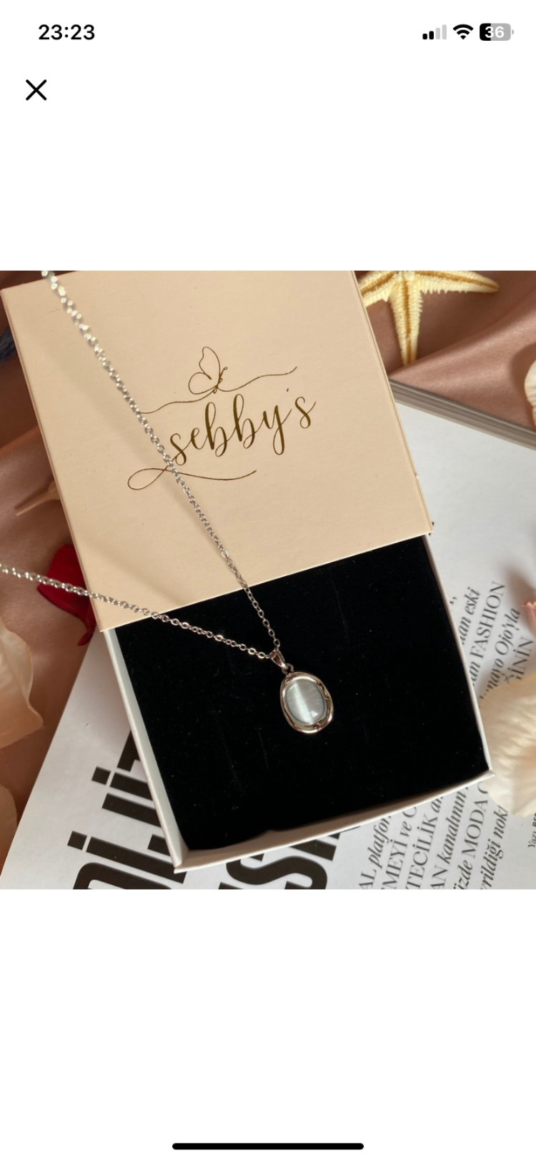silver white stone kolye | çelik