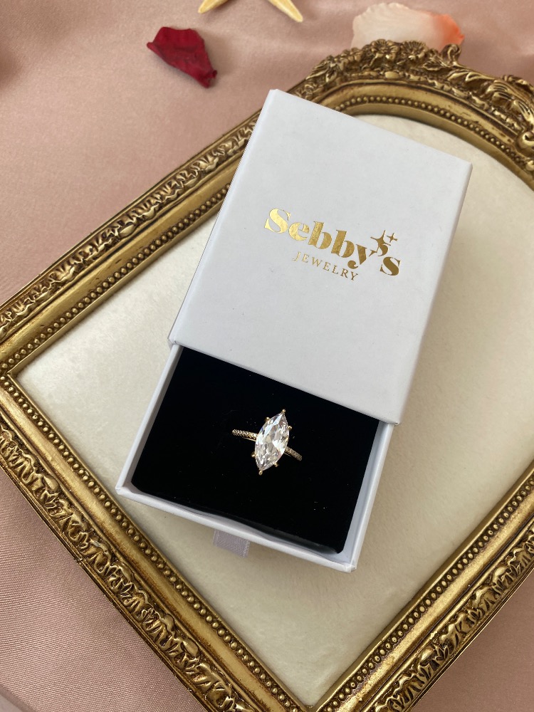 gold grand marquise yüzük | altın kaplama
