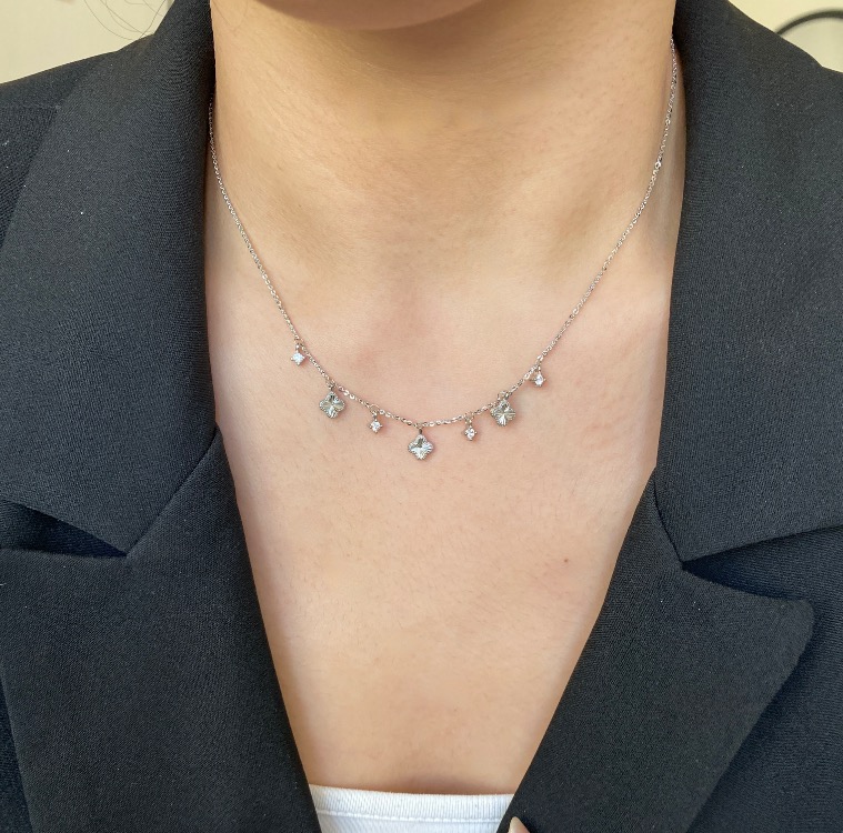 silver mini yonca kolye | altın kaplama