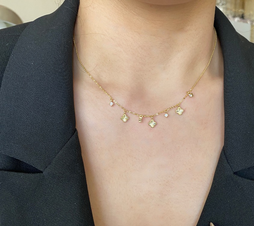 gold mini yonca kolye | altın kaplama