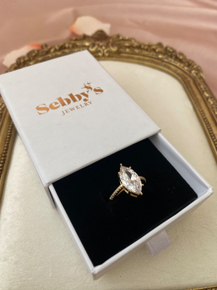 gold grand marquise yüzük | altın kaplama