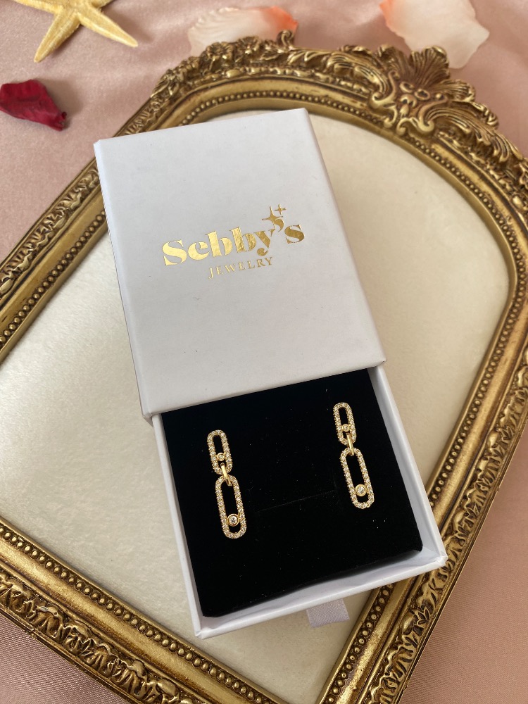 gold linked küpe | altın kaplama