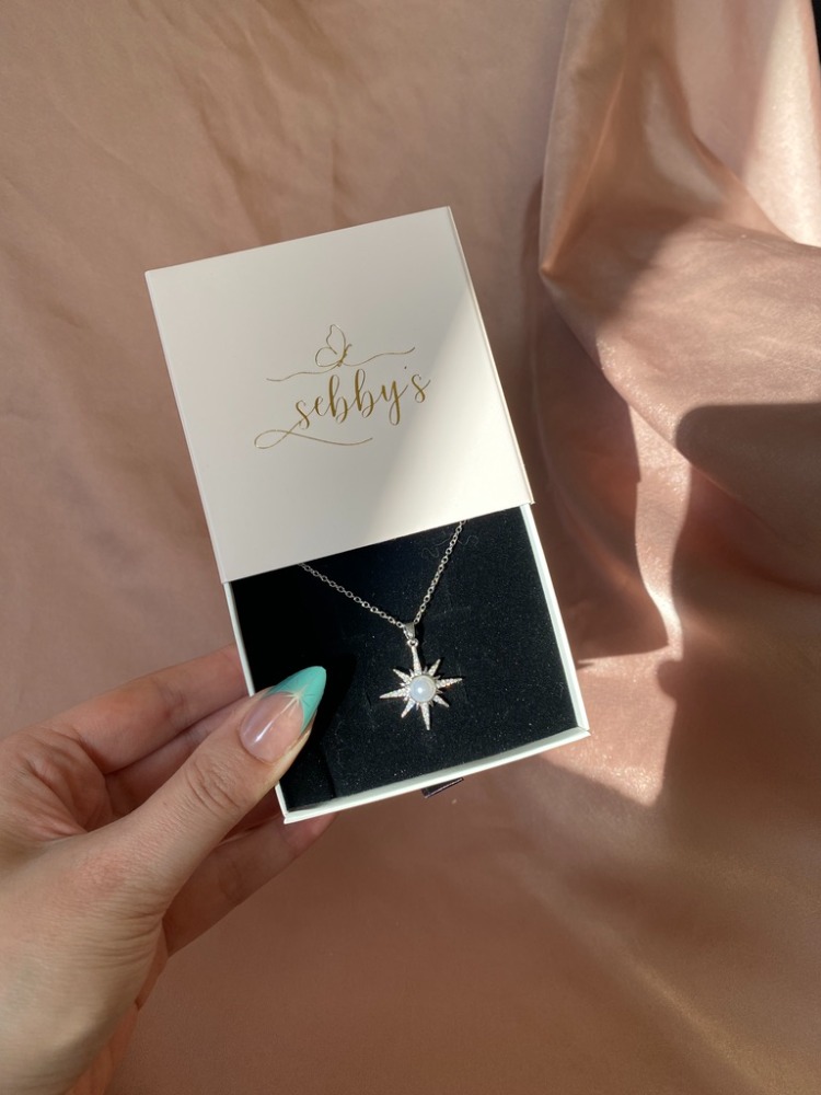 pearl star kolye | çelik