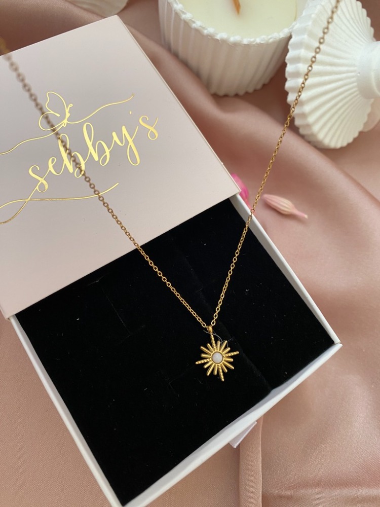 gold mini beyaz kutup yıldızı kolye | çelik