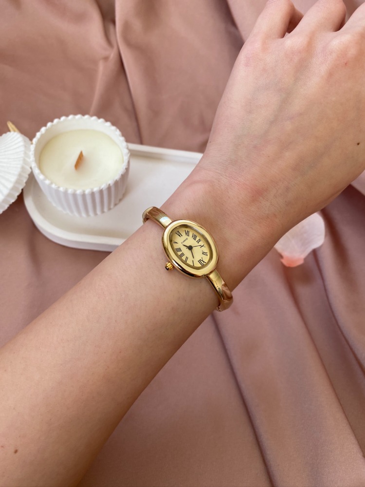 gold krem vintage basic saat