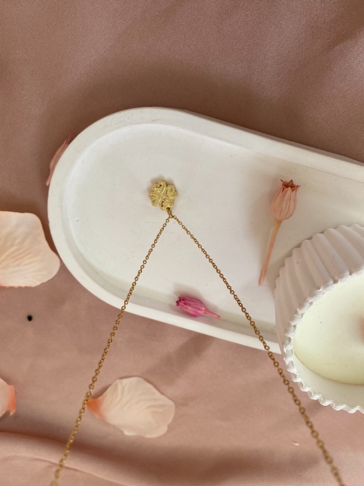 gold mini yonca kolye | çelik