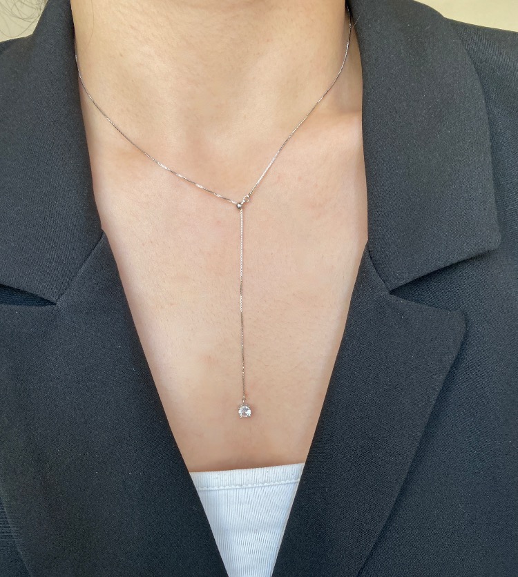 silver asansörlü tektaş kolye | altın kaplama
