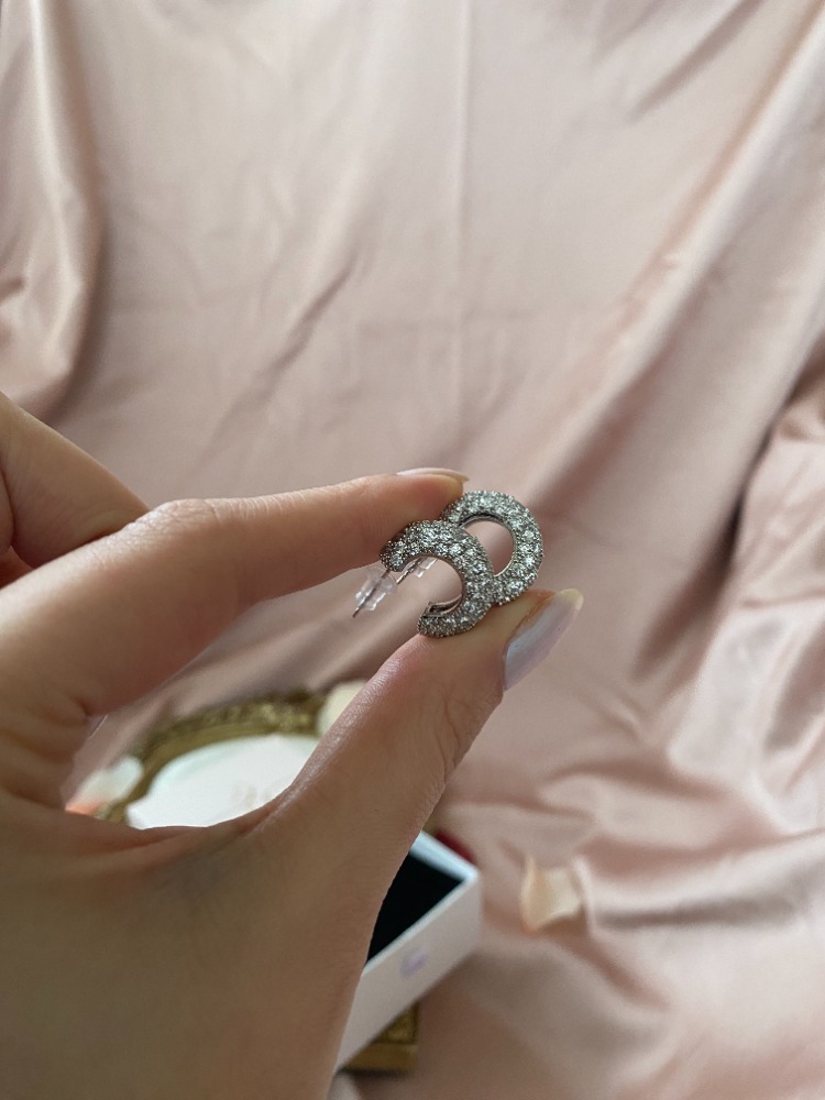 silver taşlı halka küpe | altın kaplama