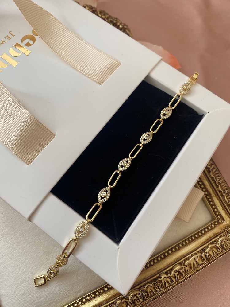 gold göz bileklik | altın kaplama