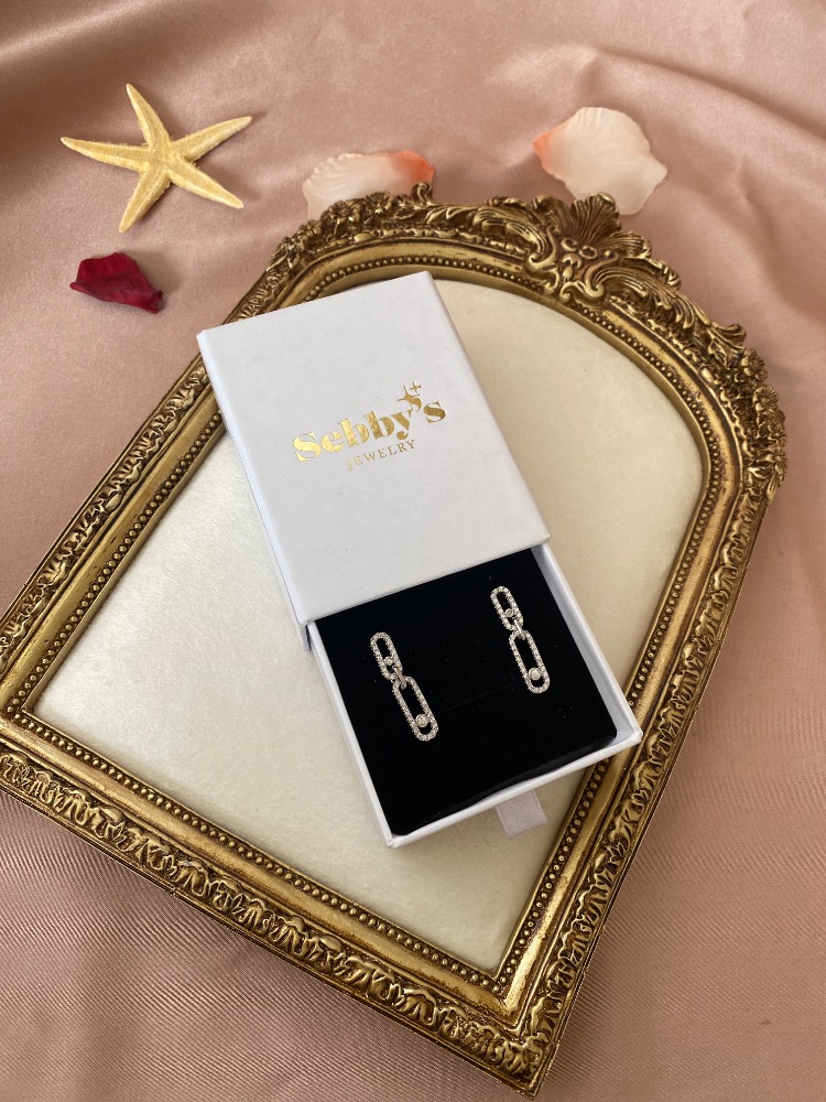 silver linked küpe | altın kaplama