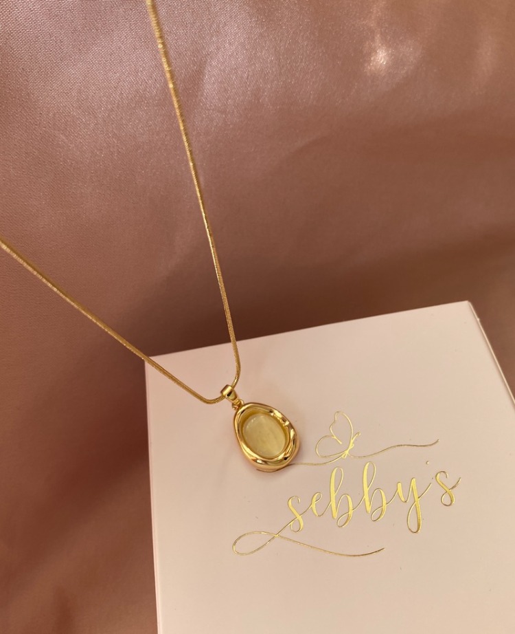 gold white stone kolye | çelik