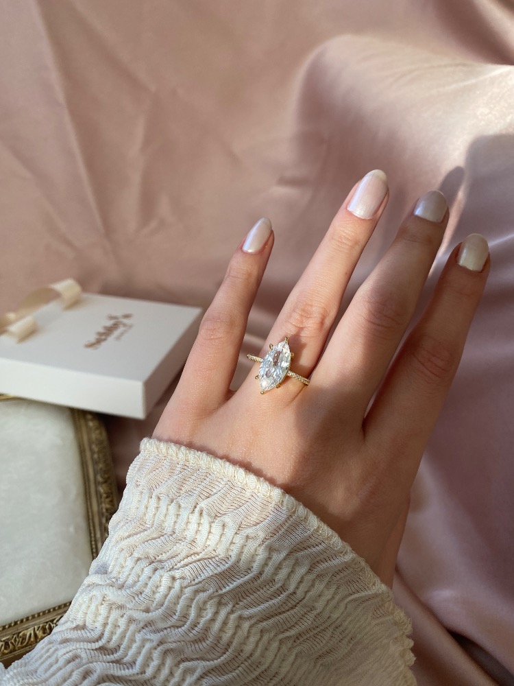 gold grand marquise yüzük | altın kaplama
