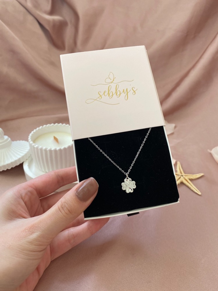 silver mini yonca kolye | çelik
