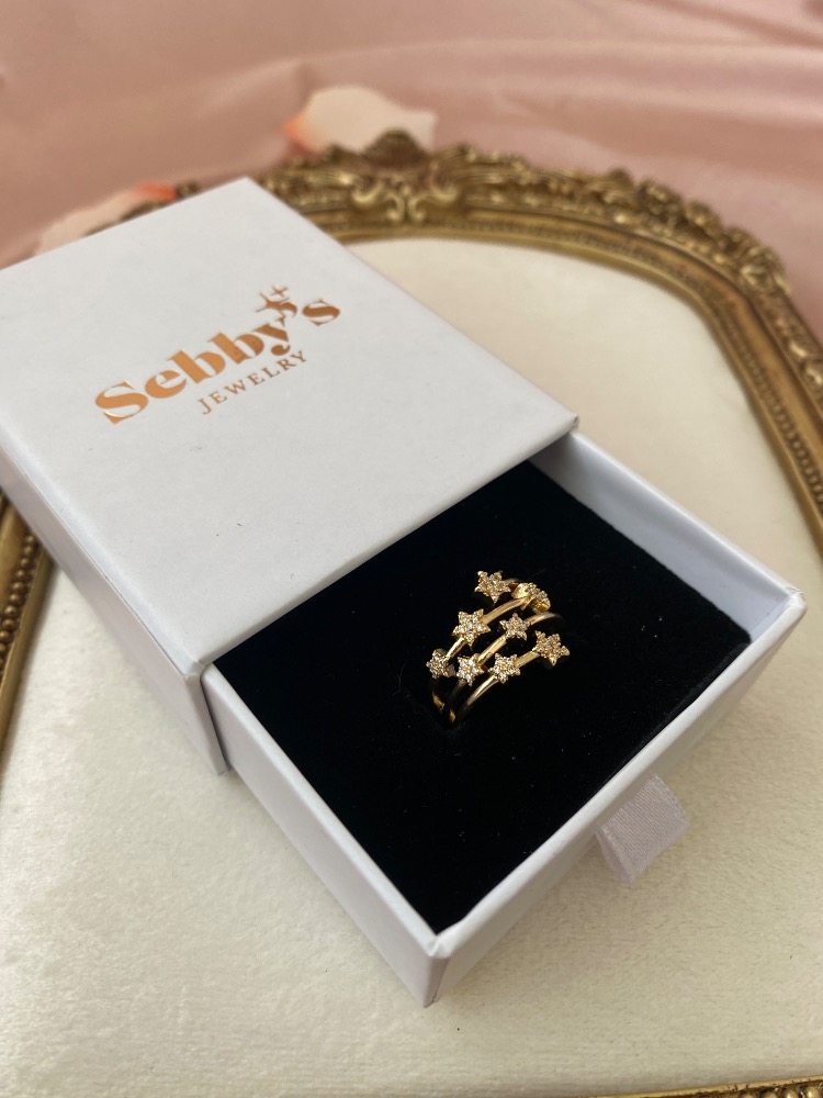gold stardust yüzük | altın kaplama