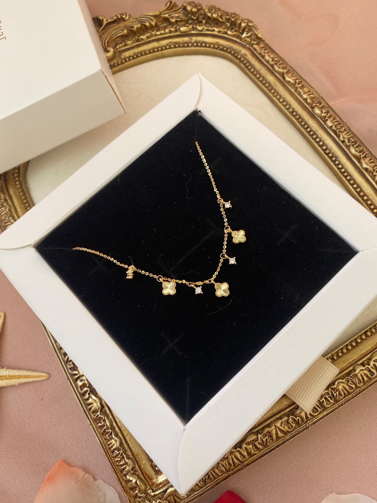 gold mini yonca kolye | altın kaplama