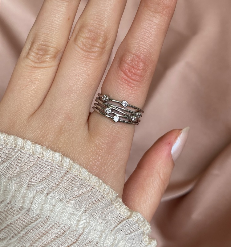 silver harmony layers yüzük | altın kaplama