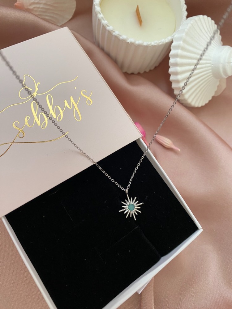 silver mini mavi kutup yıldızı kolye | çelik