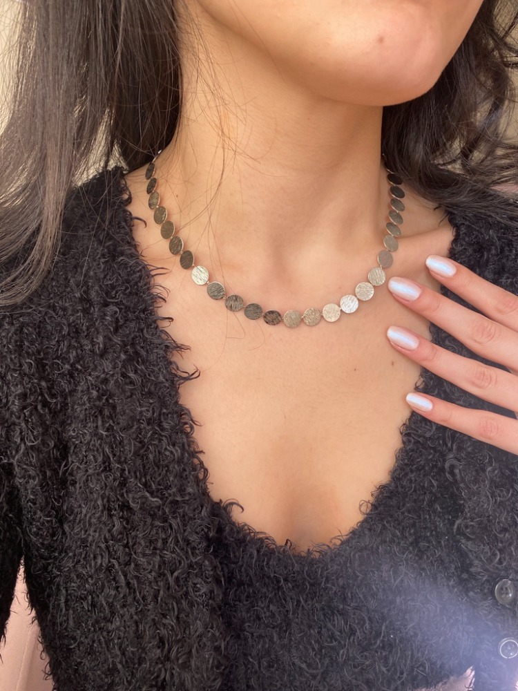 silver ovals kolye | altın kaplama