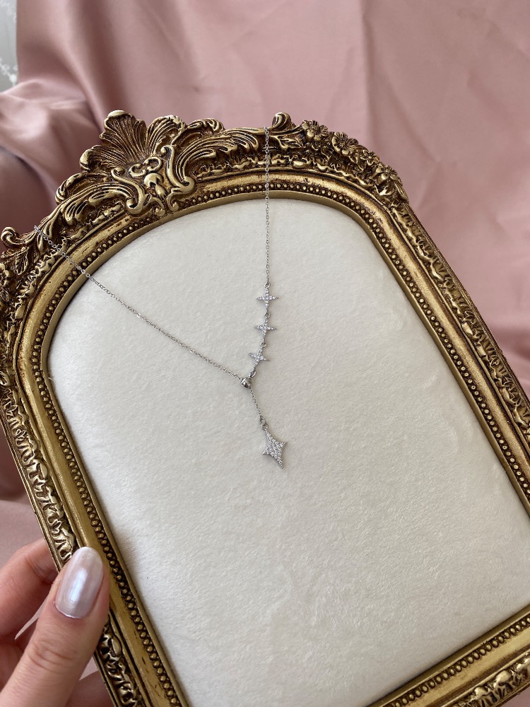 silver asansörlü sparkle kolye | altın kaplama