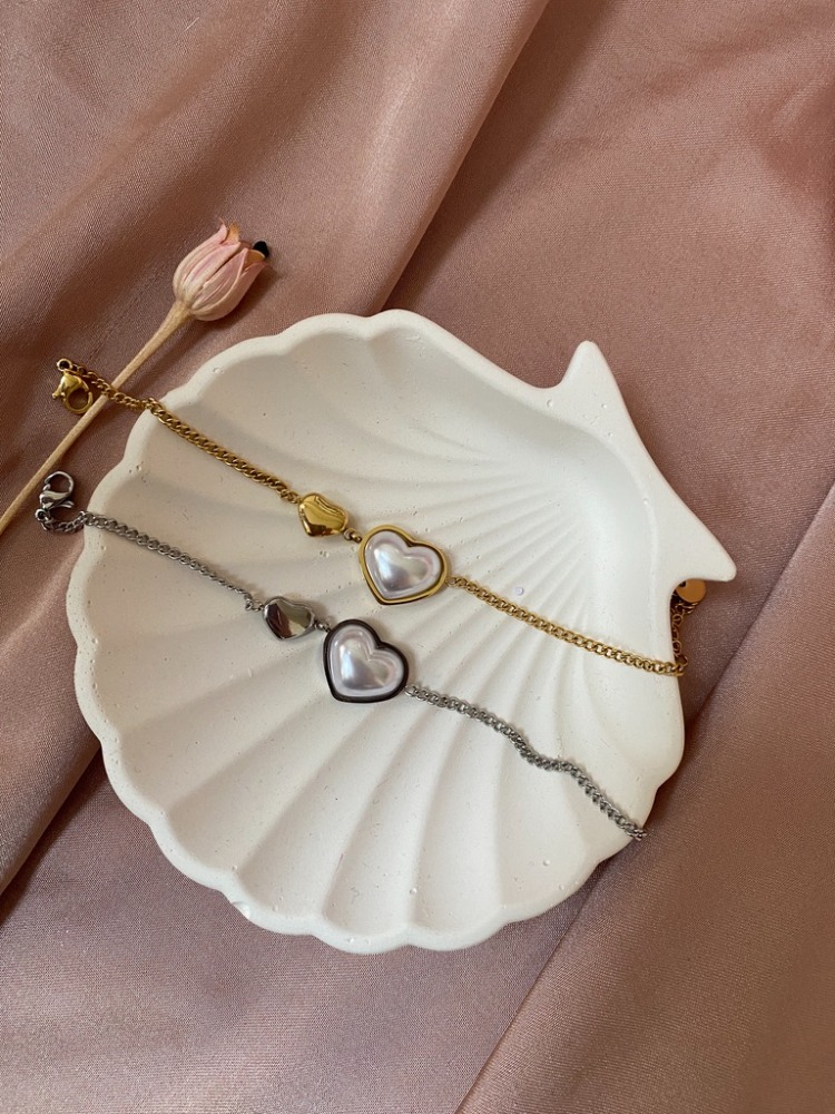 pearly heart bileklik | çelik