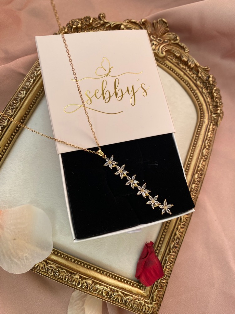 gold daisy y kolye | çelik