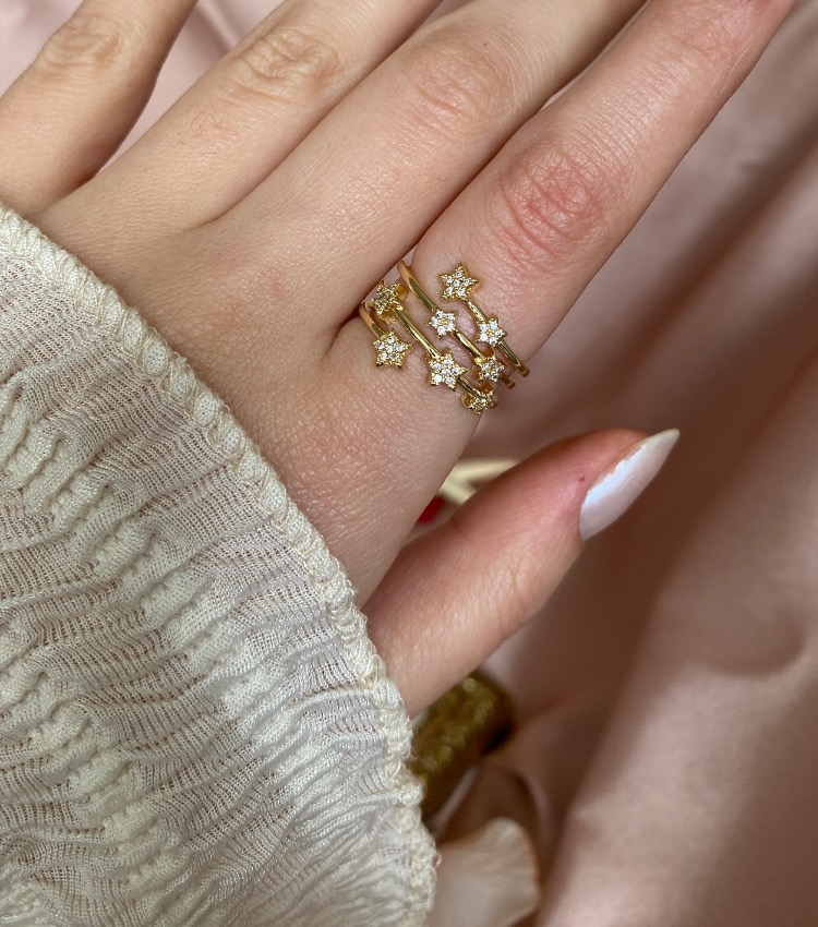 gold stardust yüzük | altın kaplama