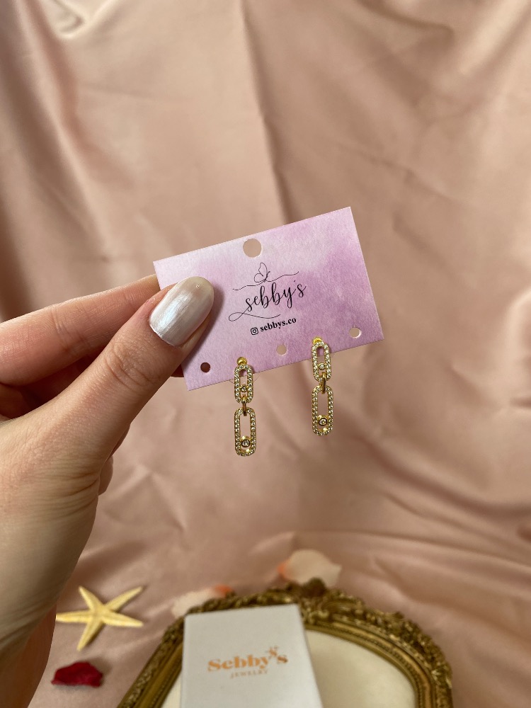 gold linked küpe | altın kaplama